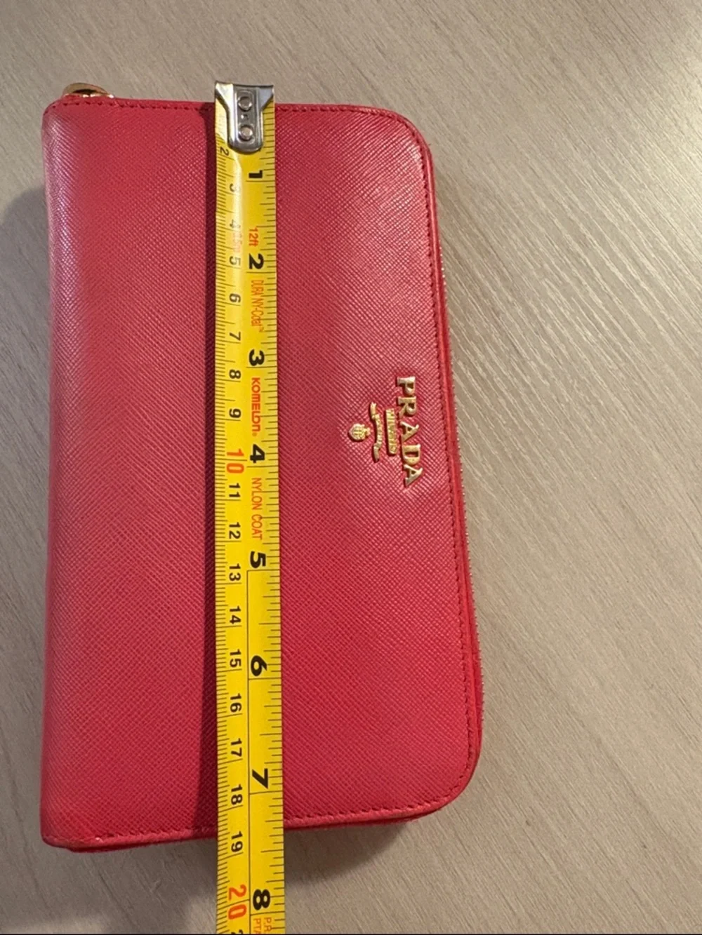 Prada Red Zip-Around Saffiano‎ Leather Wallet
